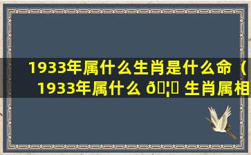 1933年属什么生肖是什么命（1933年属什么 🦅 生肖属相什么命）